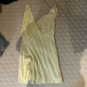Nadia maxi satin dress with back cowl in yellow